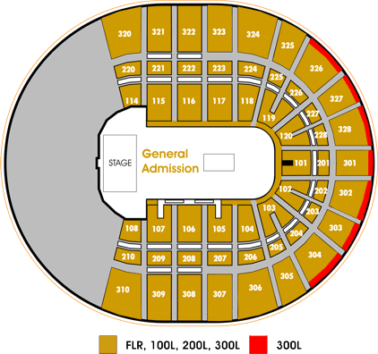 Corel Center seating chart for Green Day